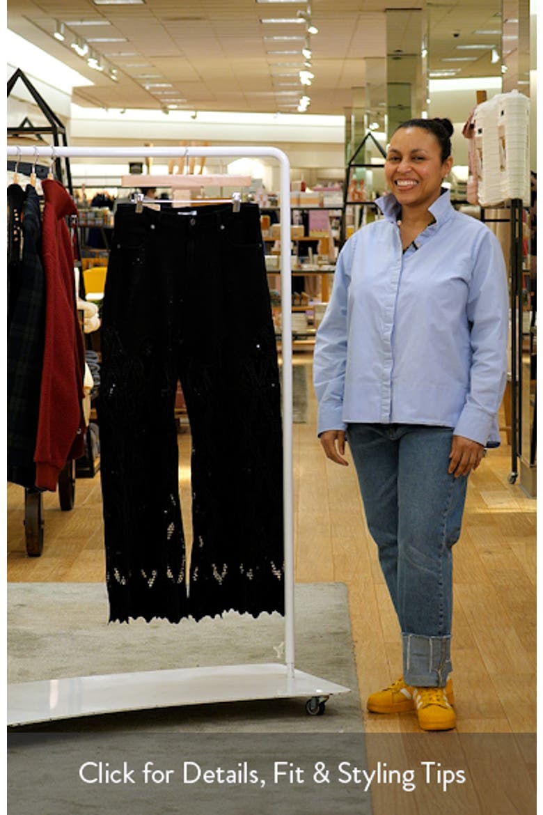 Rhinestone Embroidered High Waist Wide Leg Jeans video