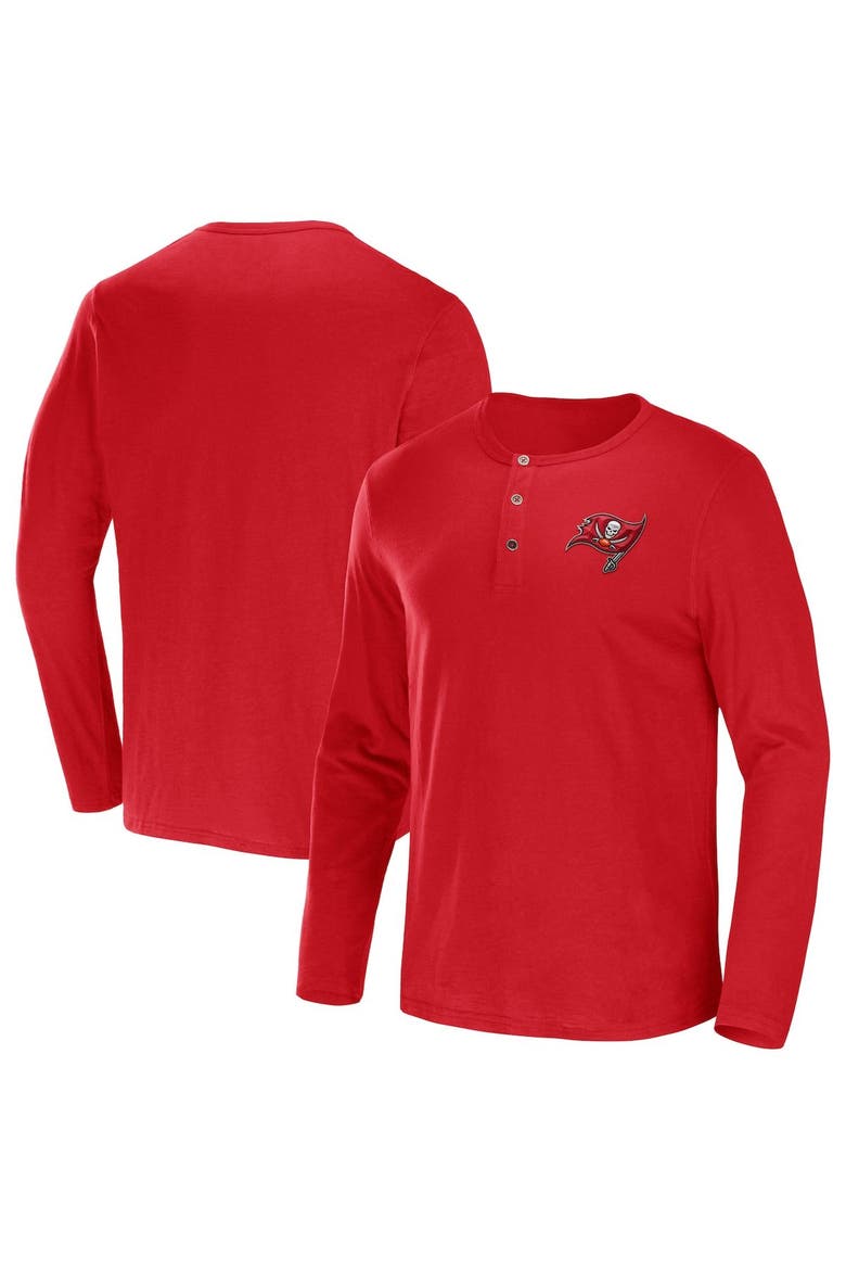 Men's NFL x Darius Rucker Collection by Fanatics Red Tampa Bay Buccaneers Slub Jersey Henley Long Sleeve T-Shirt, Main, color, Red