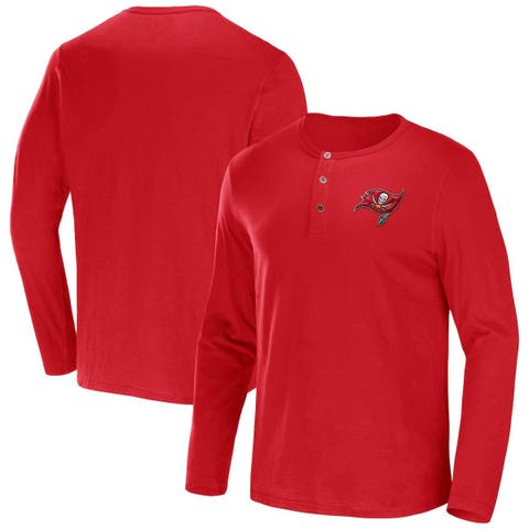 Men's NFL x Darius Rucker Collection by Fanatics Red Tampa Bay Buccaneers Slub Jersey Henley Long Sleeve T-Shirt