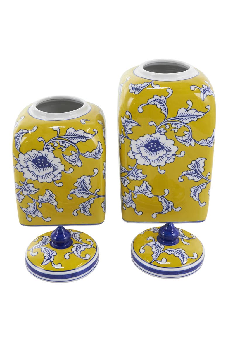 Eclectic Stoneware Set of 2 Containers, Alternate, color, YELLOW