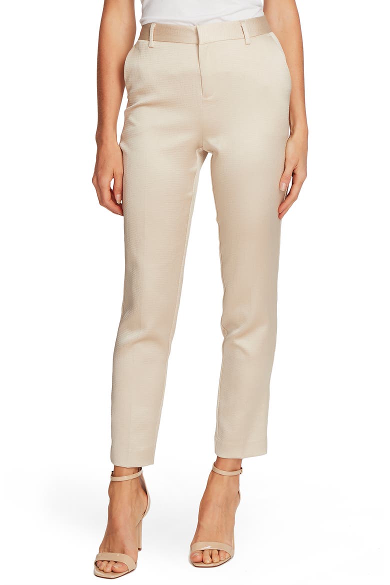 Seersucker Satin Slim Leg Trousers, Main, color, LIGHT STONE