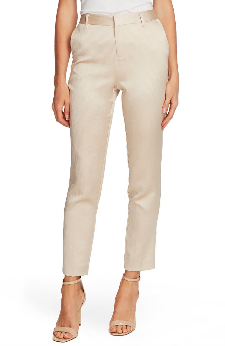 Vince Camuto Seersucker Satin Slim Leg Trousers, Main, color, 