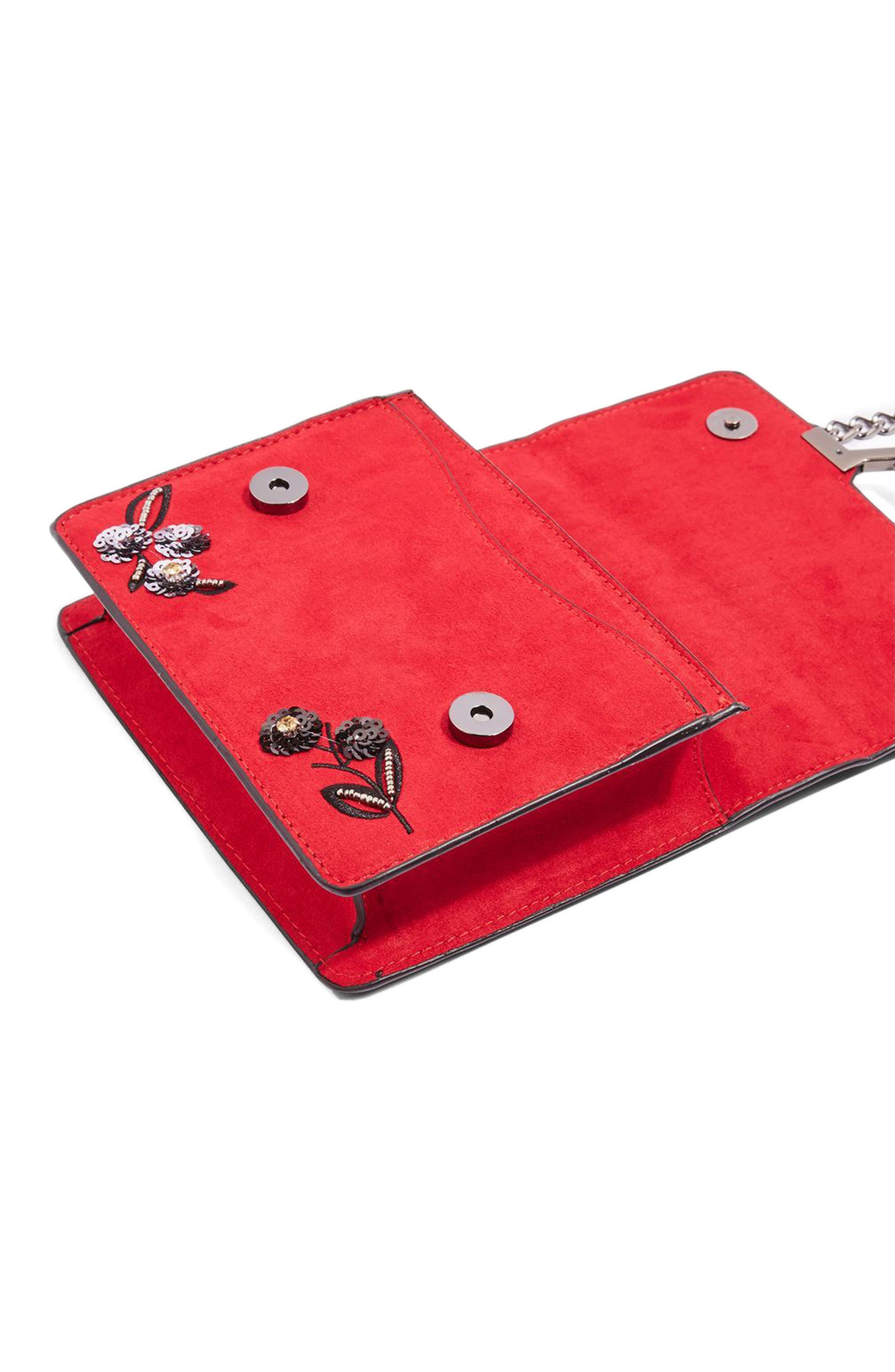 Topshop Kylie Embellished Faux Suede Crossbody Bag, Alternate, color, 