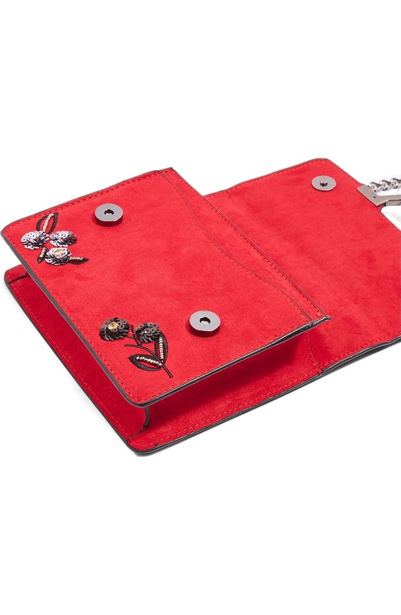 Topshop Kylie Embellished Faux Suede Crossbody Bag, Alternate, color,