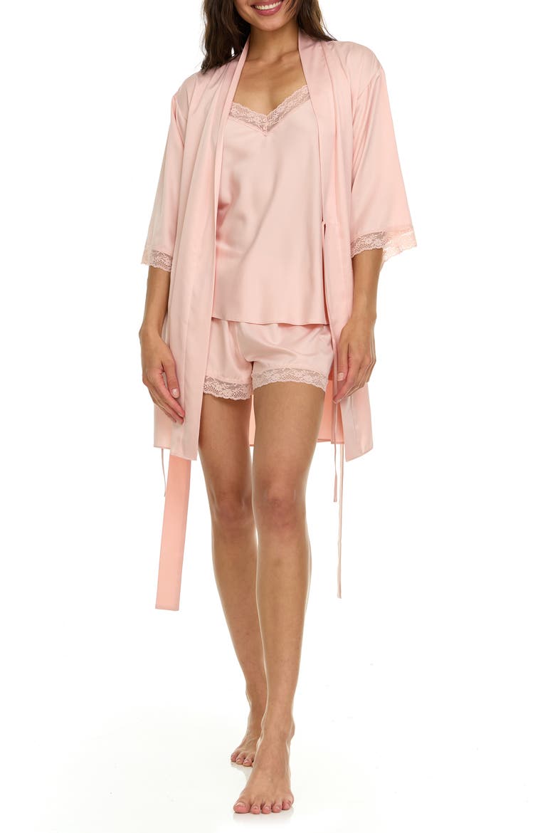 Sonia Satin Charmeuse 3-Piece Pajama Set, Alternate, color, PINK