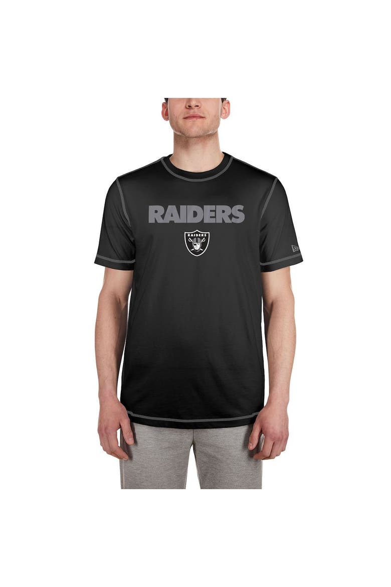 Men's New Era  Black Las Vegas Raiders Third Down Puff Print T-Shirt, Alternate, color, Black
