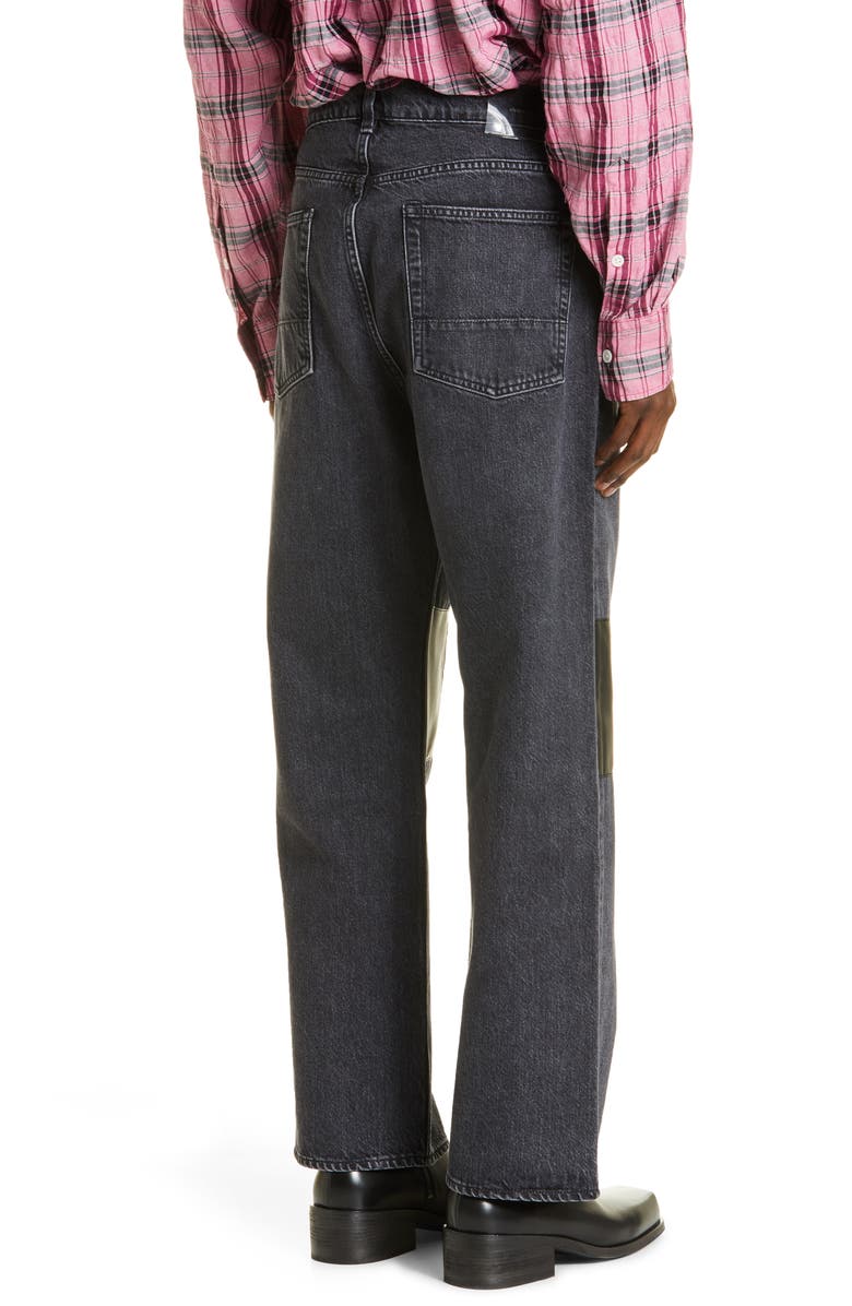 OUR LEGACY Third Cut Schmetterling Leather Patch Straight Leg Jeans, Alternate, color,