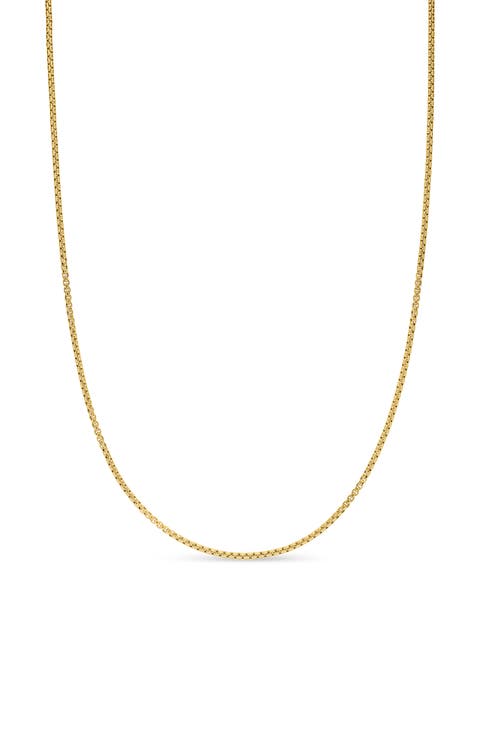 Box Chain Slider Necklace in 18K Yellow Gold, 1.7mm