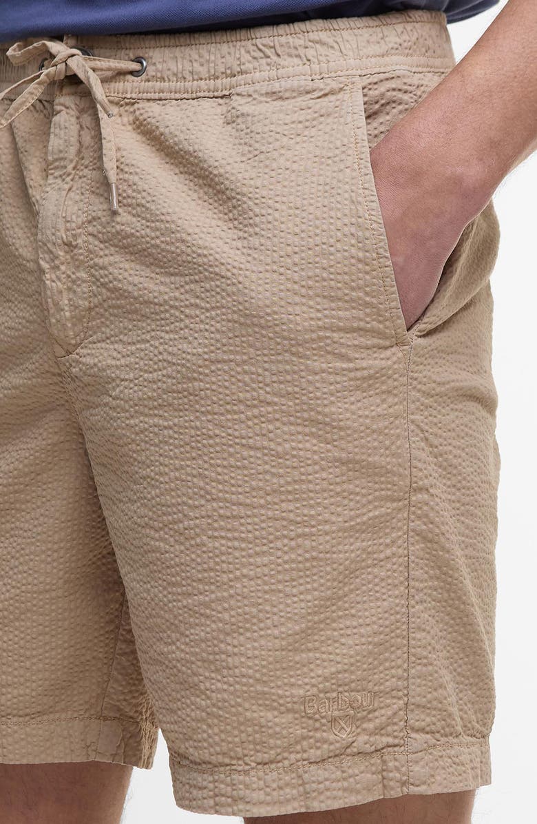 Barbour Relaxed Cotton Seersucker Drawstring Shorts, Alternate, color, Washed Stone
