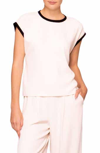 MELLODAY Cap Sleeve Contrast Trim Top