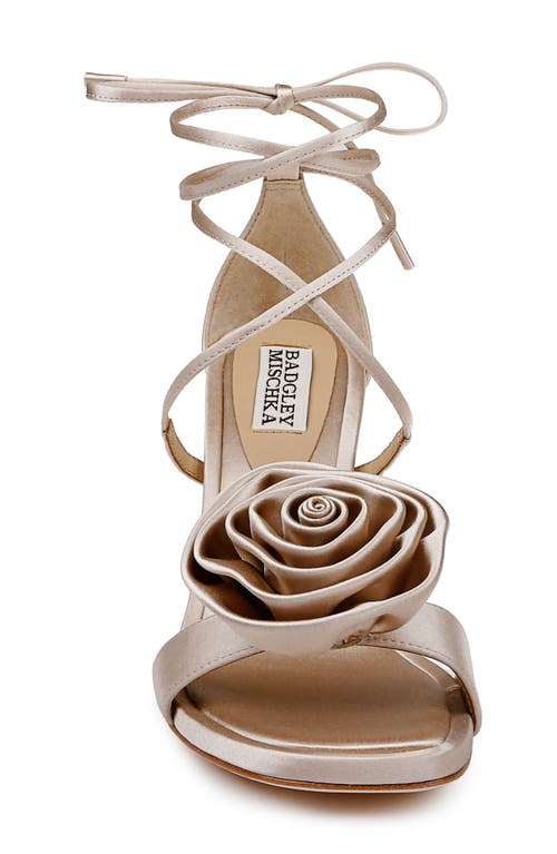 Badgley Mischka Collection Janelle Ankle Wrap Sandal In Nude Satin
