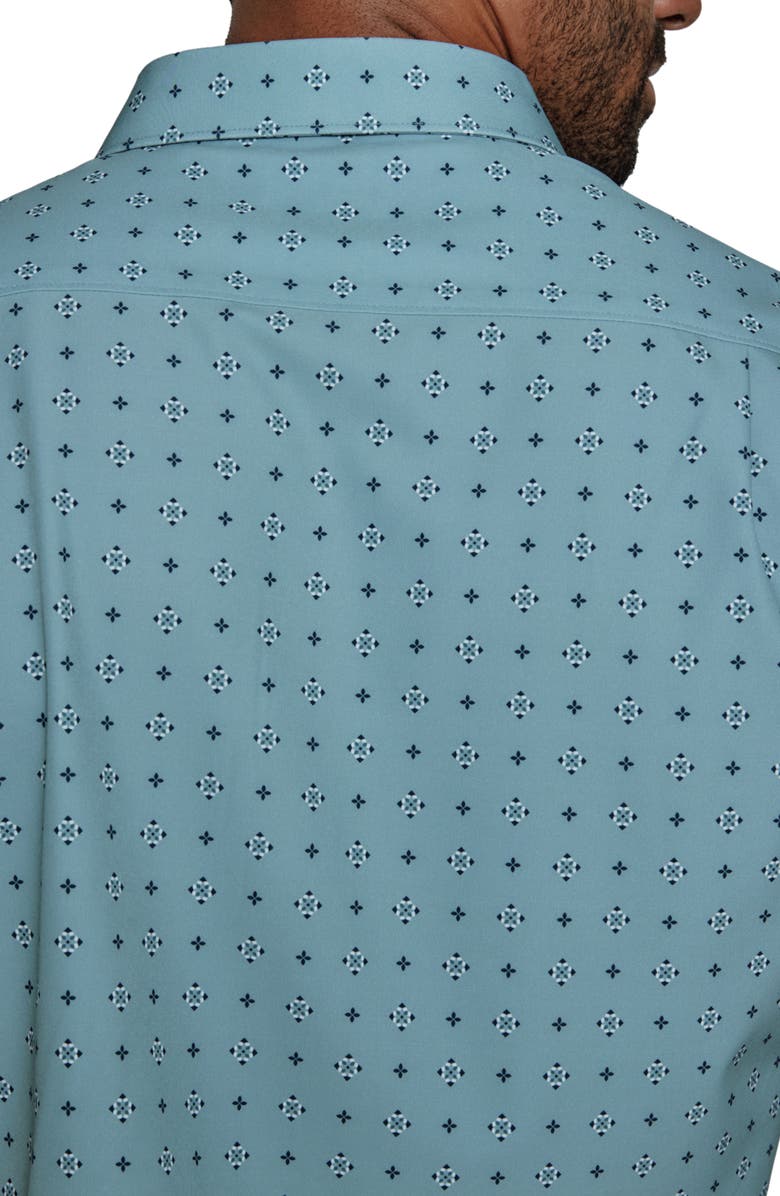 7 Diamonds Ronin Medallion Print Short Sleeve Performance Button-Up Shirt, Alternate, color,