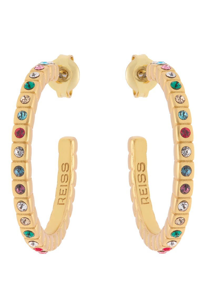 Sade Crystal Hoop Earrings, Main, color, GOLD TONE/ MULTI CRYSTAL