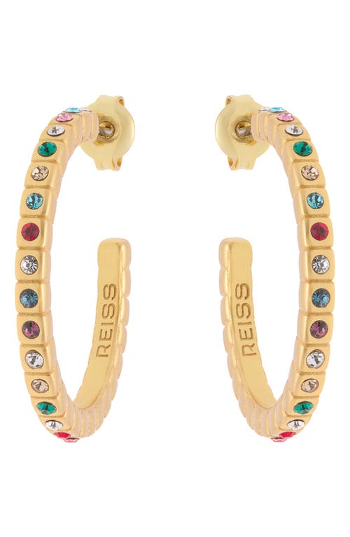 Reiss Sade Crystal Hoop Earrings In Gold Tone/multi Crystal