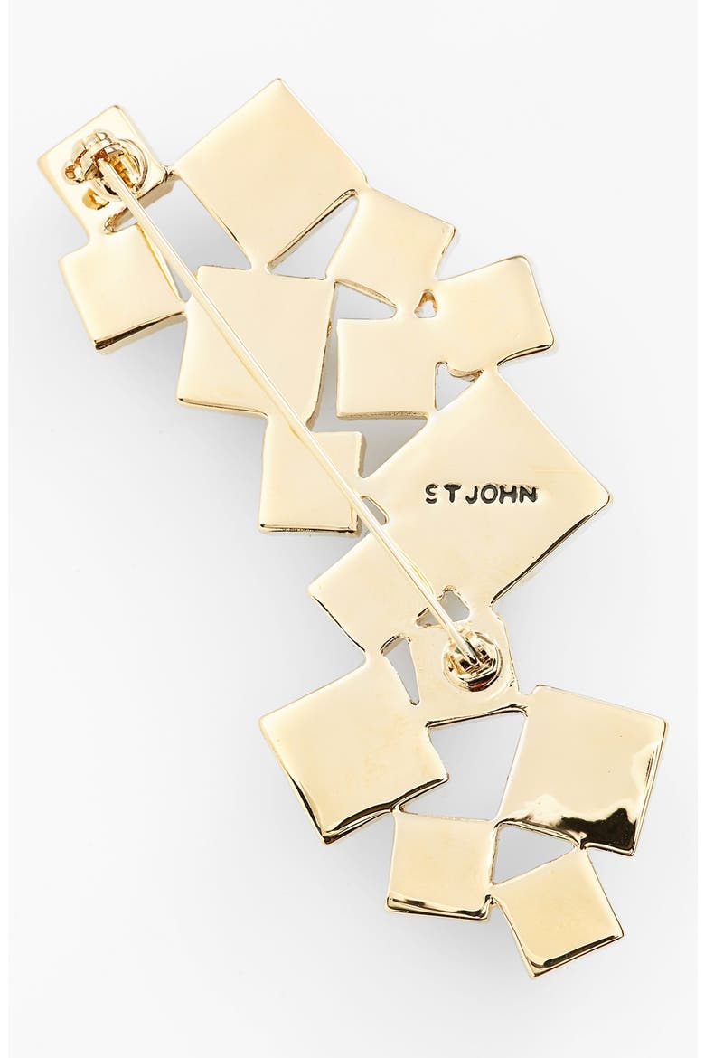 Enamel Pyramid Brooch, Alternate, color, LIGHT GOLD/ CAVIAR