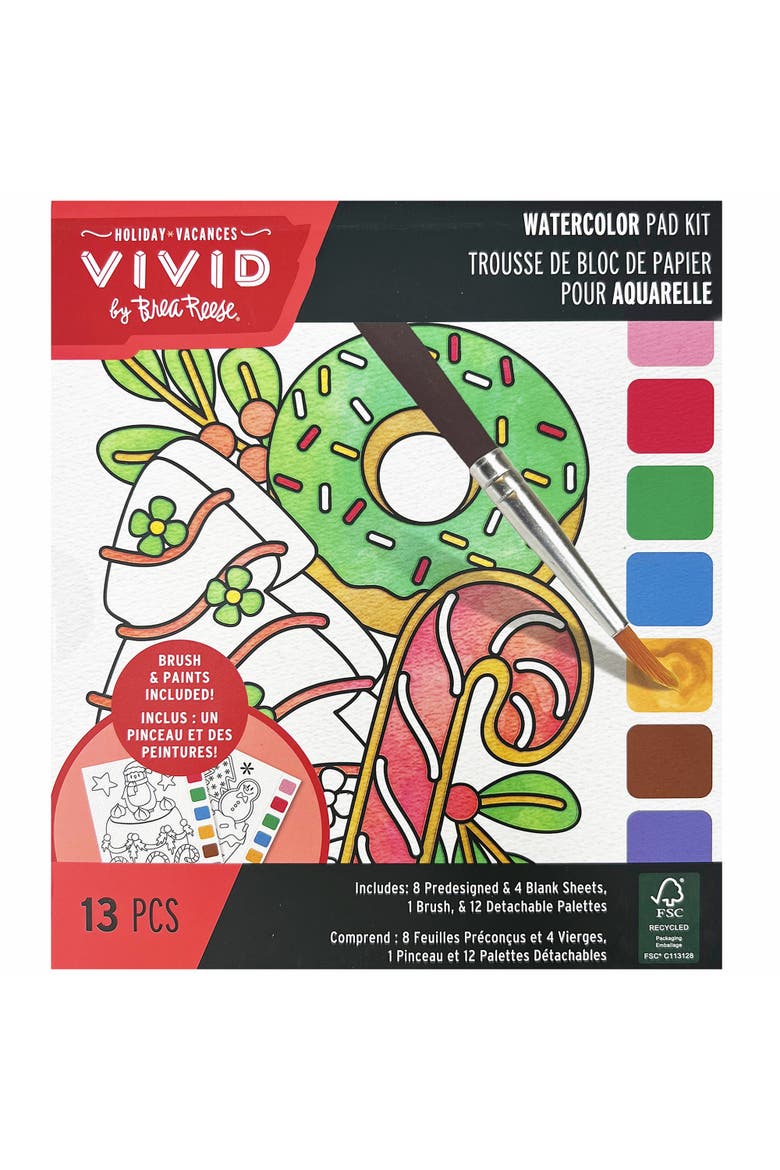 Watercolor Pad Kit, Christmas Cookies, 8 Dessert Designs, Main, color, Multicolored