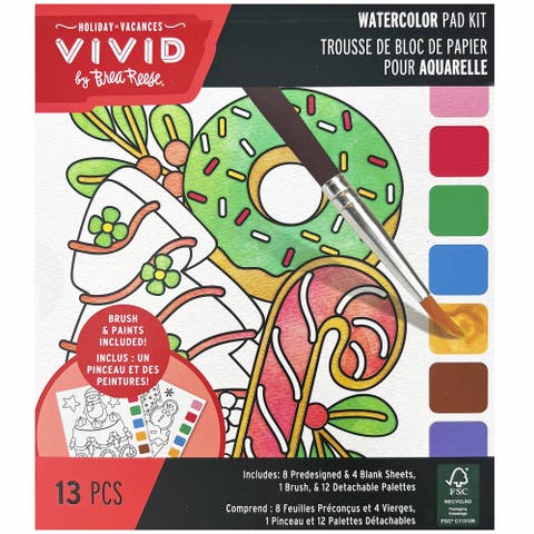 Watercolor Pad Kit, Christmas Cookies, 8 Dessert Designs