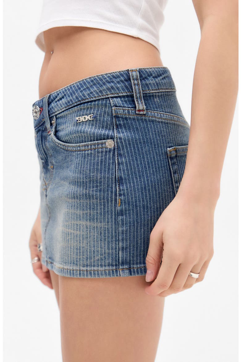 Striped Denim Miniskirt, Alternate, color, BLUE