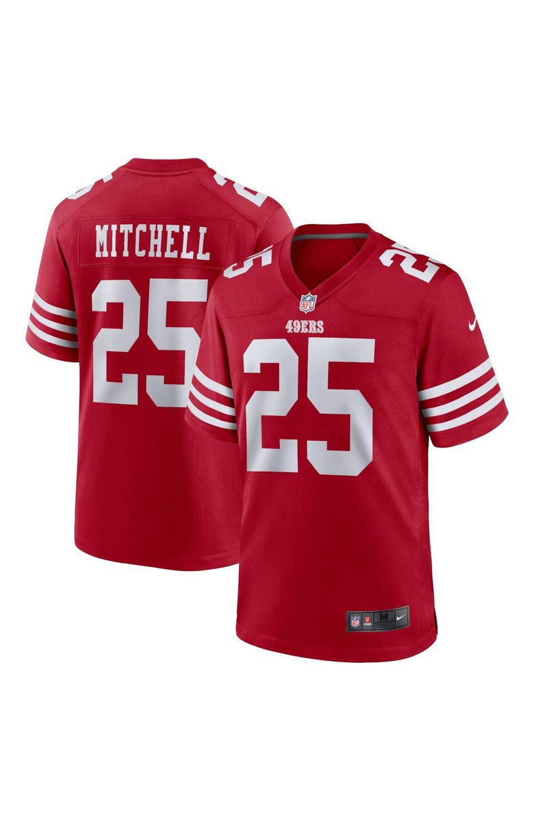 Nike Men's Nike Elijah Mitchell Scarlet San Francisco 49ers Team Player Game Jersey, Main, color,