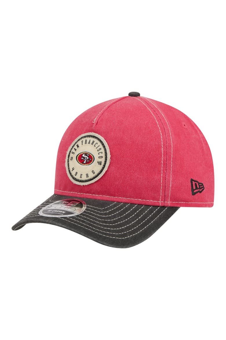 Men's New Era  Scarlet/Black San Francisco 49ers 9FORTY Felt A-Frame Adjustable Hat, Main, color, Scarlet