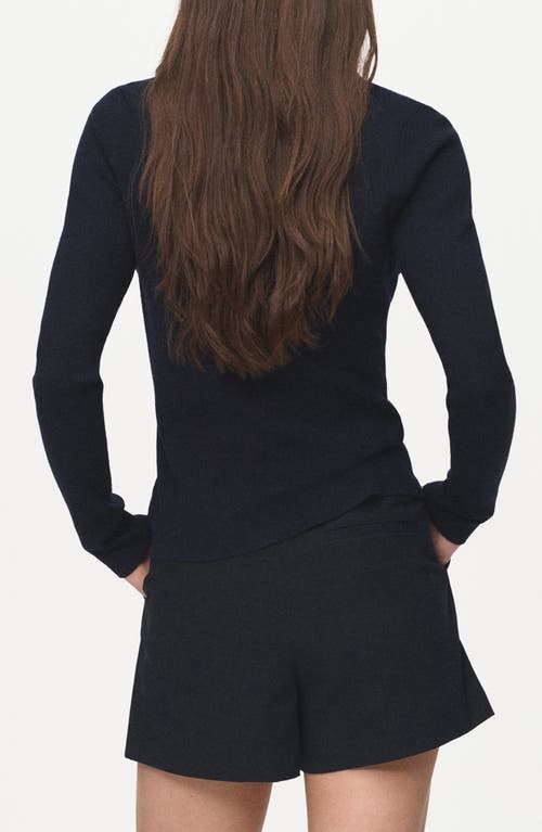 Mango Mixed Media Collar Sweater In Black