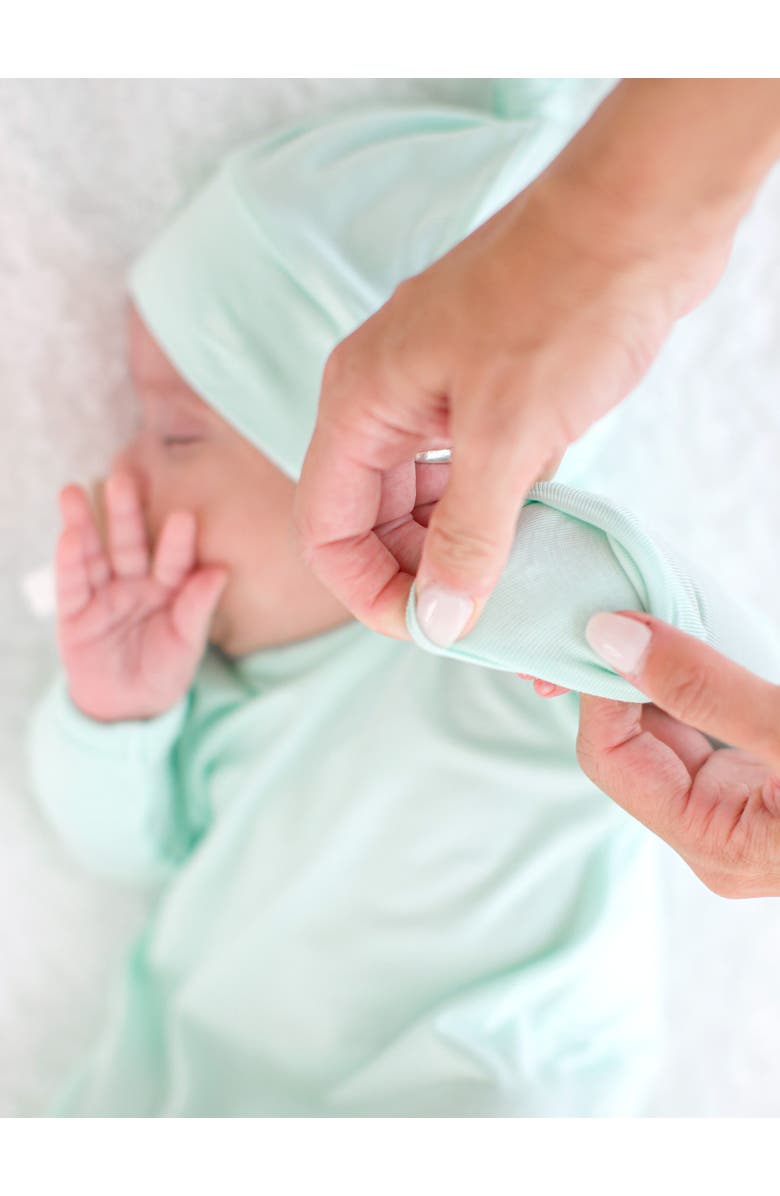 RuggedButts SoftSnooze Baby Boys Ruffle Knotted Sleep Gown & Hat Set, Alternate, color, 