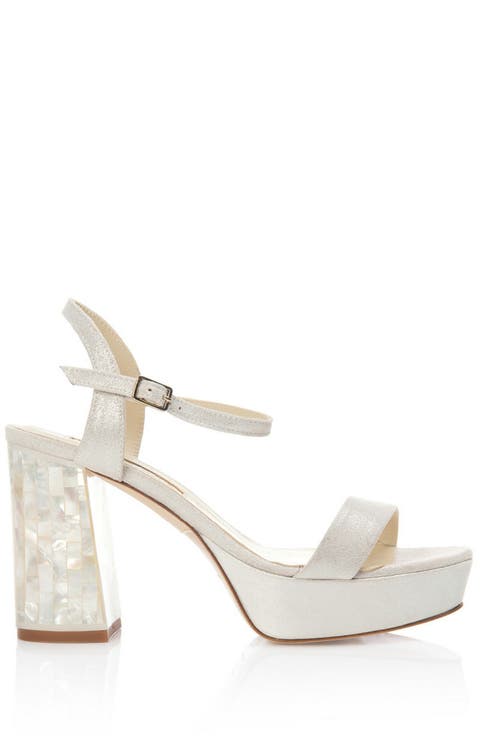GiGi Ivory Ankle Strap Pearl Heel Sandal