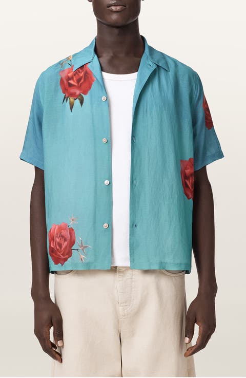 Fazed Floral Button-Up Camp Shirt