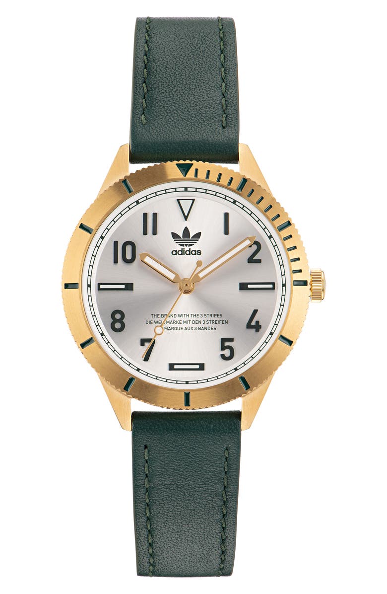 adidas Edition Three Leather Strap Watch, 36mm, Main, color, 