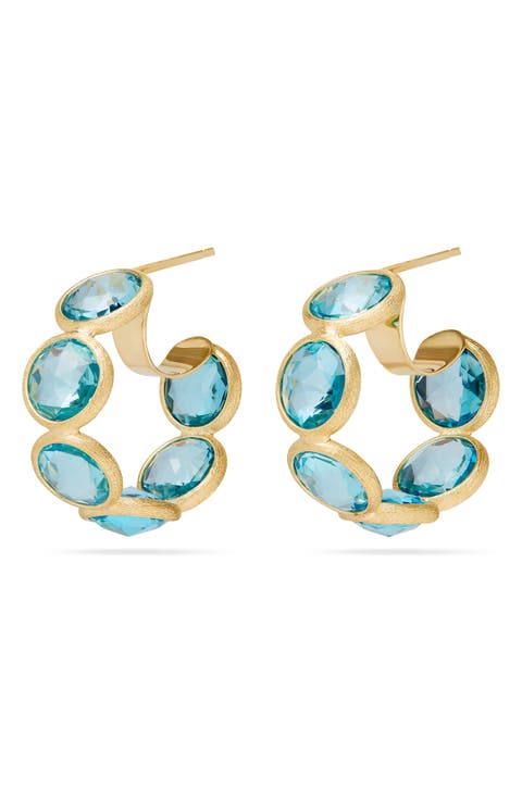 Jaipur Color Blue Topaz Hoop Earrings