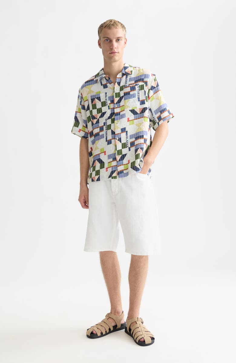 Scotch & Soda Relaxed Fit Print Short Sleeve Button-Up Shirt, Alternate, color, Patchwork Jacquard