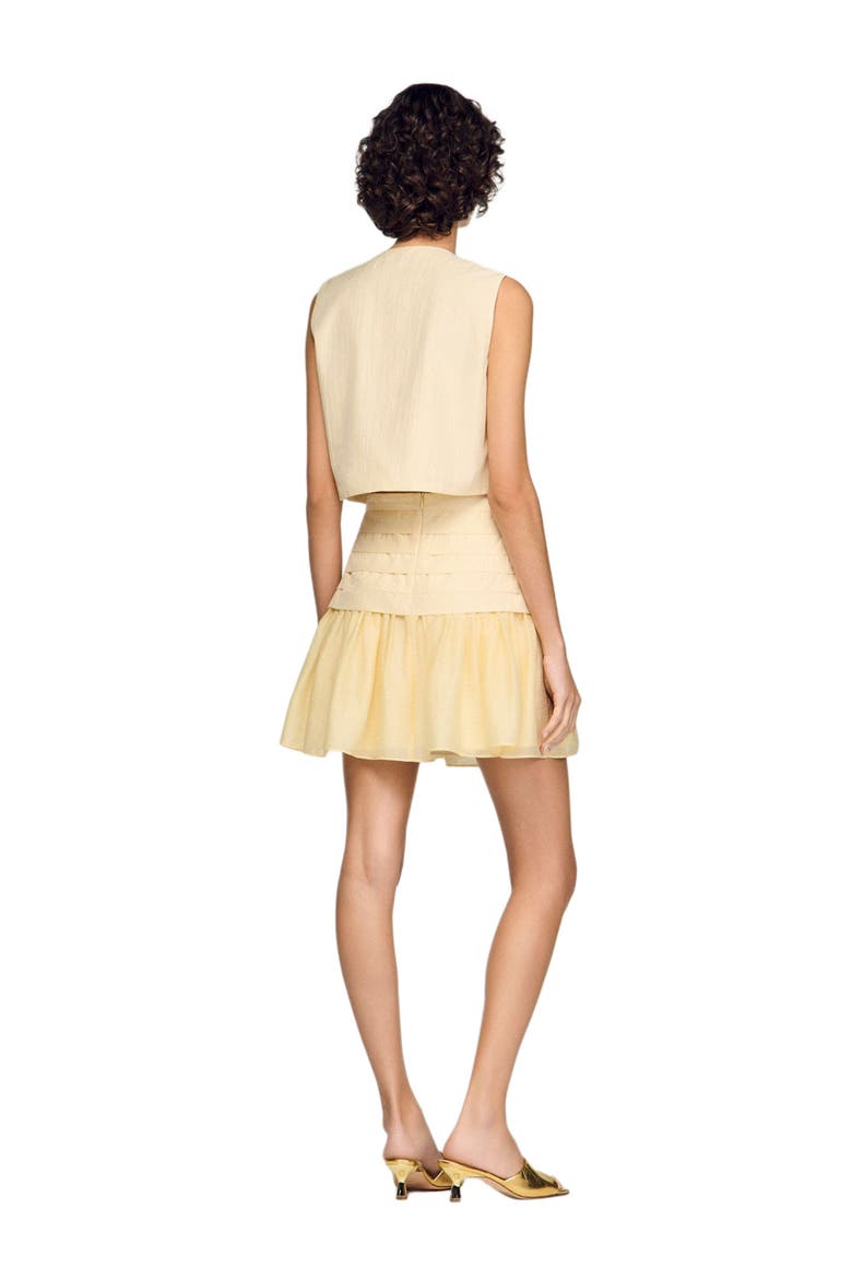 Pleated crop top, Alternate, color, Vanilla