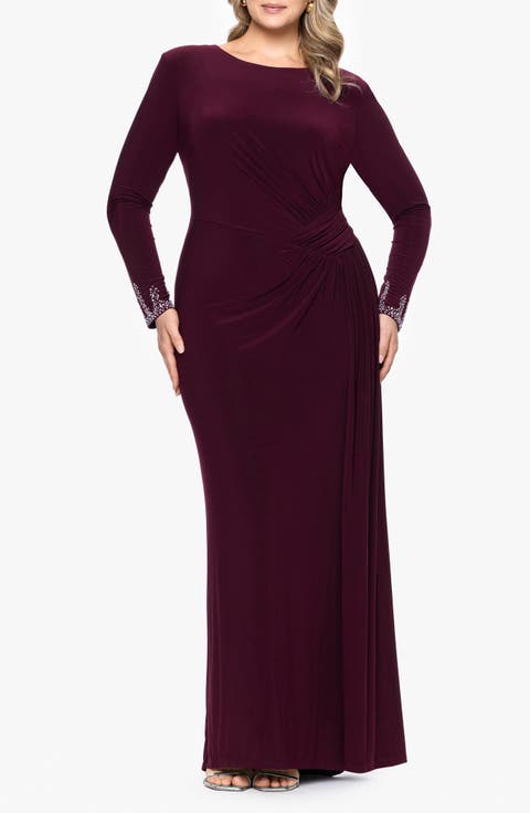 Bead Detail Long Sleeve Knit Gown