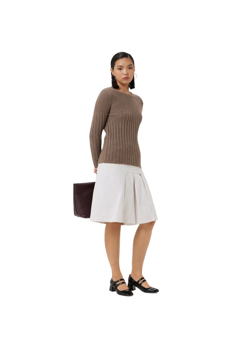 Rib-Knit Cashmere Crew Neck Sweater, Alternate, color, taupe