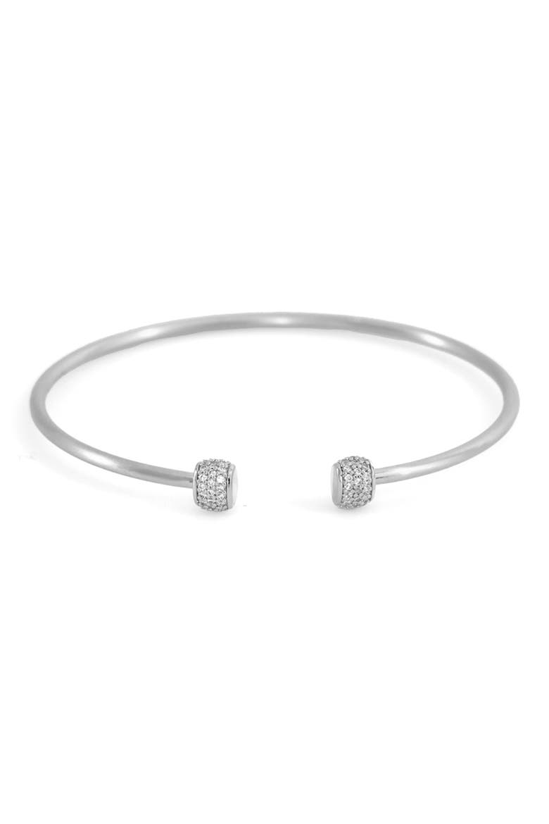 Juliette Pavé Twist Bangle, Main, color, WHITE TOPAZ/ SILVER