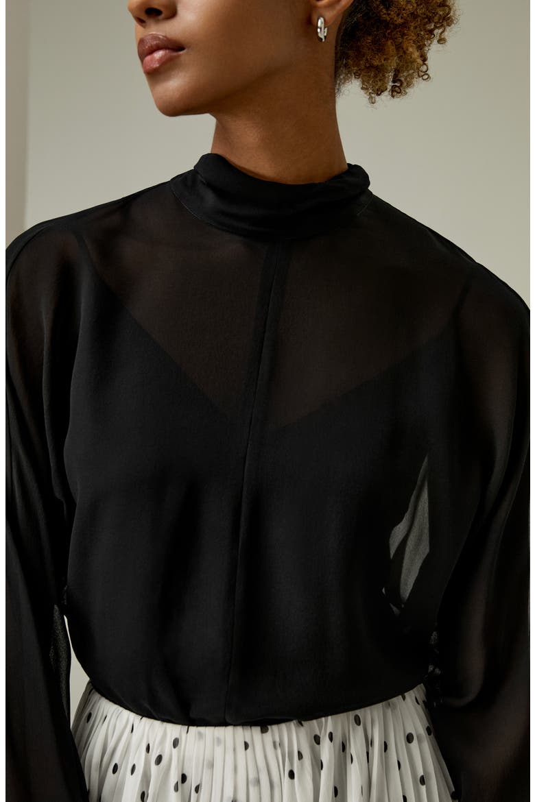 Women's Floaty Batwing Sleeve Blouse Set, Alternate, color, Black