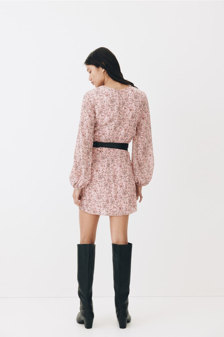 Button-detail Crinkled Dress, Alternate, color, Pink/floral