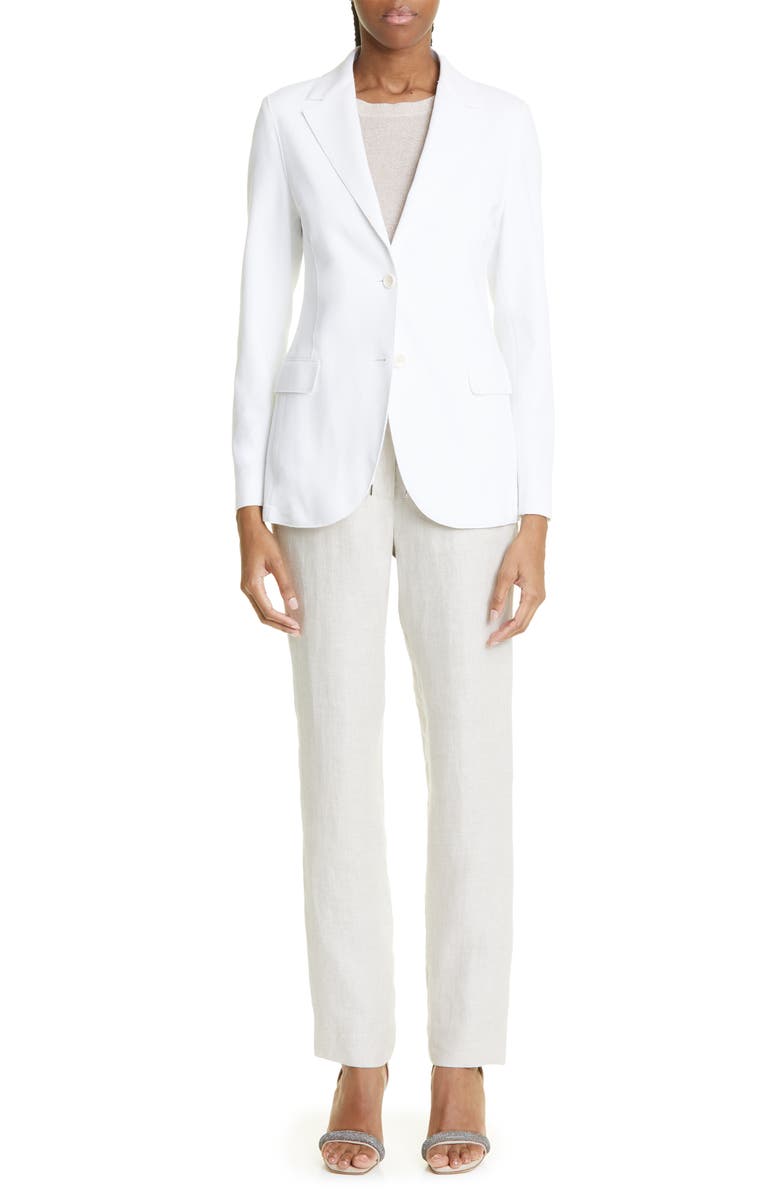 Eleventy Single Breasted Cotton Blend Blazer, Alternate, color, 00 - White
