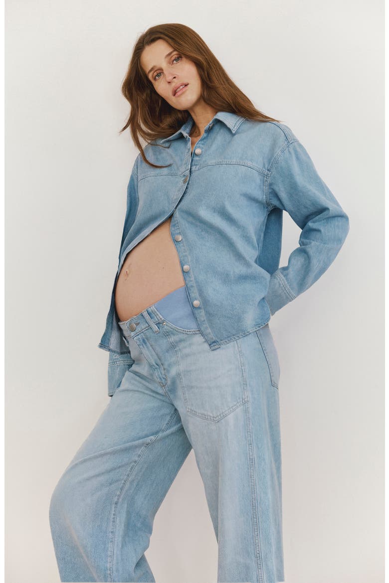 Maternity Addison Overshirt, Alternate, color, BEACHFRONT AURA