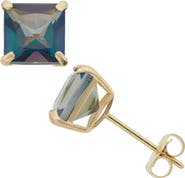 FZN 10K Gold Mystic Topaz Solitaire Stud Earrings