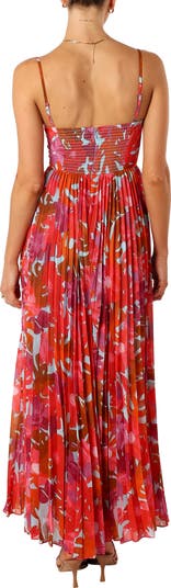 Achanti Print Pleated Maxi Dress
