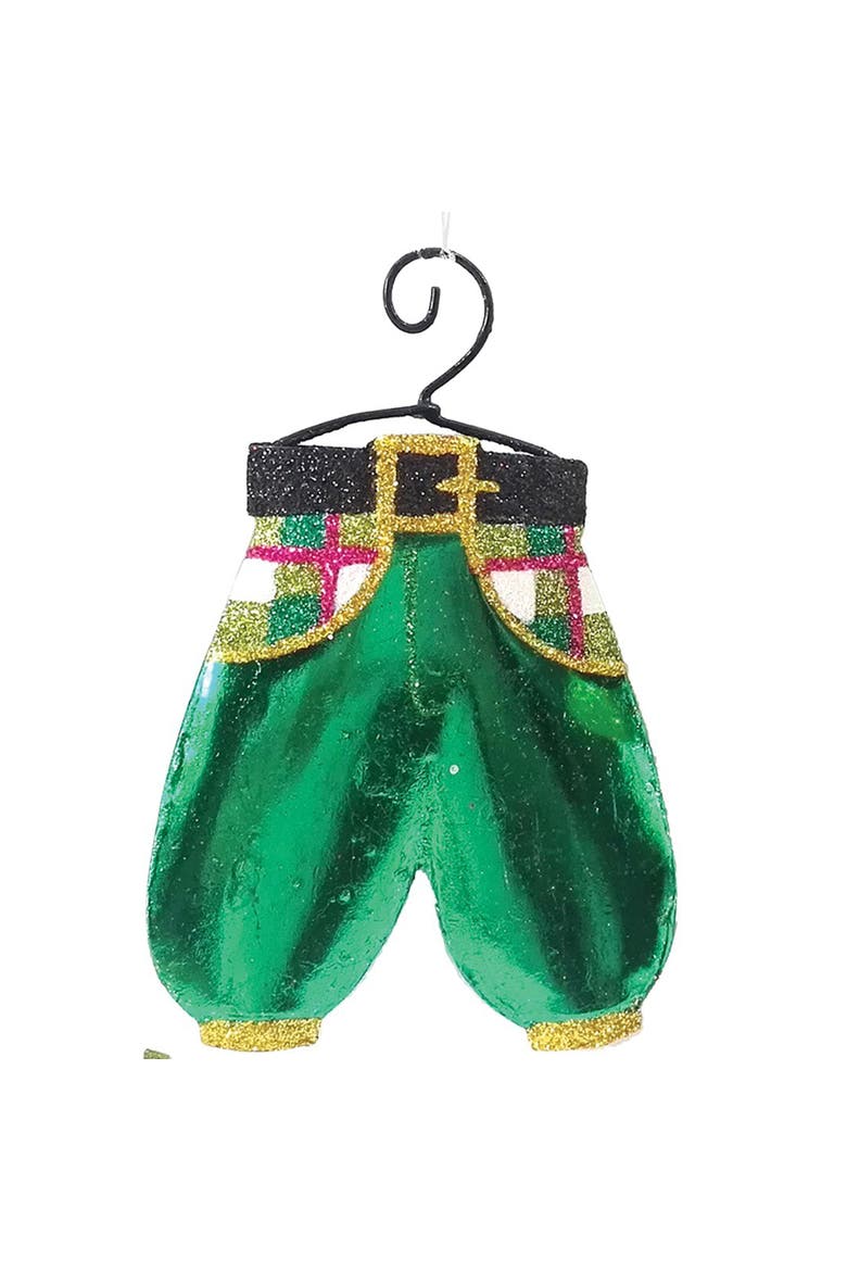 St. Patrick's Day Leprechaun Uniform Set of 3 Tree Ornaments, Alternate, color, Green
