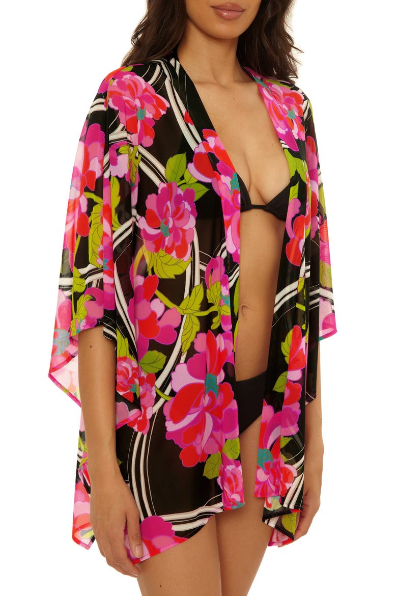 Bougainvillea Floral Print Cover-Up Tunic, Alternate, color, MULTI