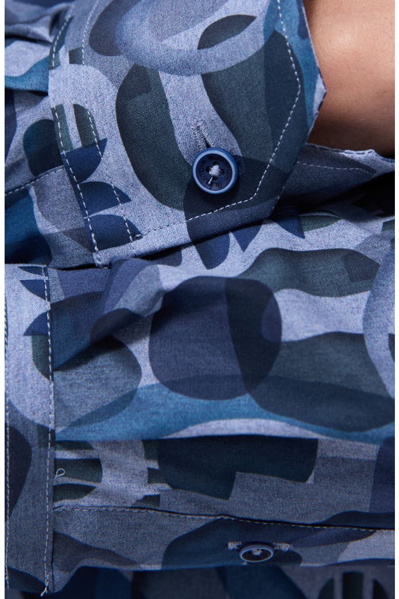 Julian Shaped Fit Stretch Cotton Button-Up Shirt, Alternate, color, COBALT