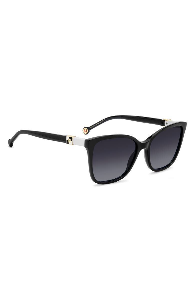 Carolina Herrera Her 56mm Gradient Rectangular Sunglasses, Alternate, color, Black/ Dark Grey Sf