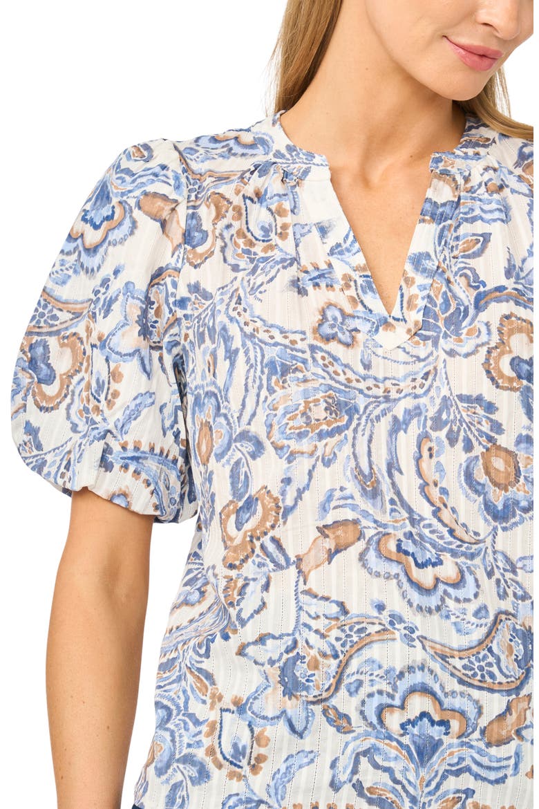Floral Print Balloon Sleeve Top, Alternate, color, WILD WIND