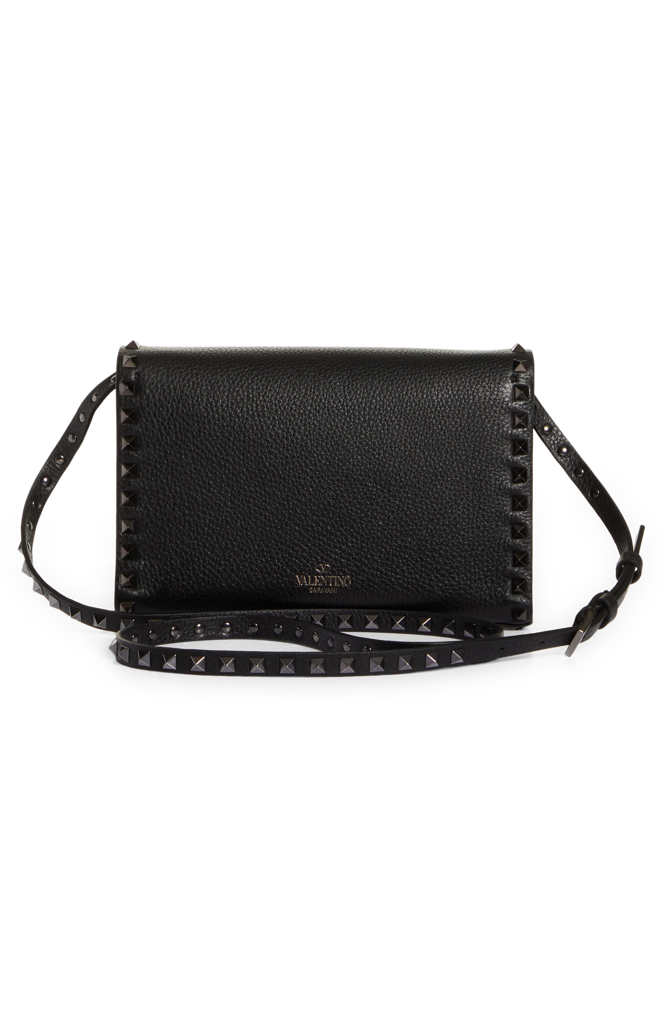 Valentino Garavani Small Rockstud Leather Shoulder Bag, Alternate, color, 