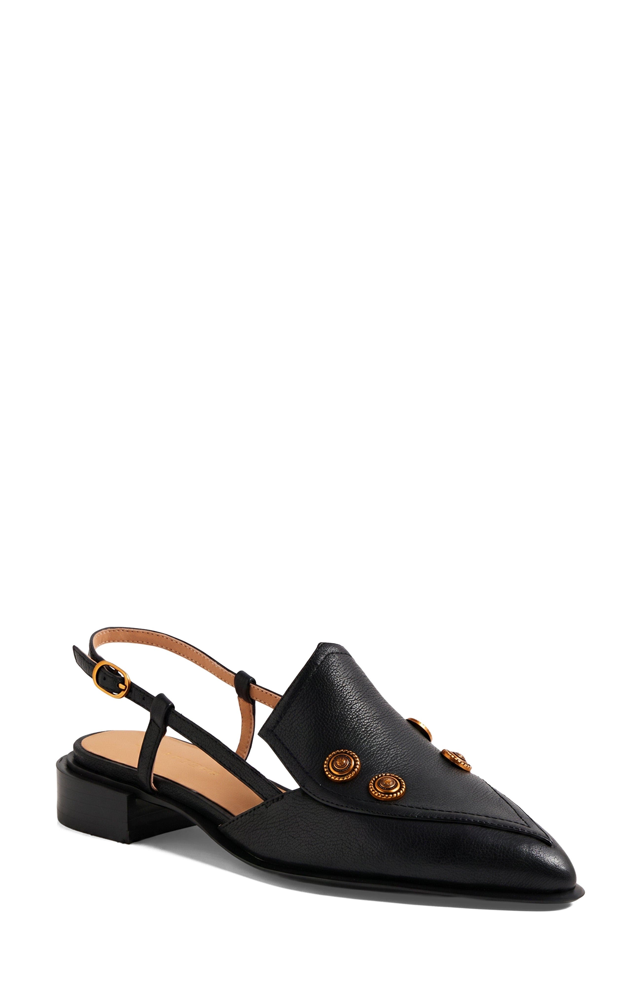 Elonsos Backstrap Flat, Main, color, Black Leather