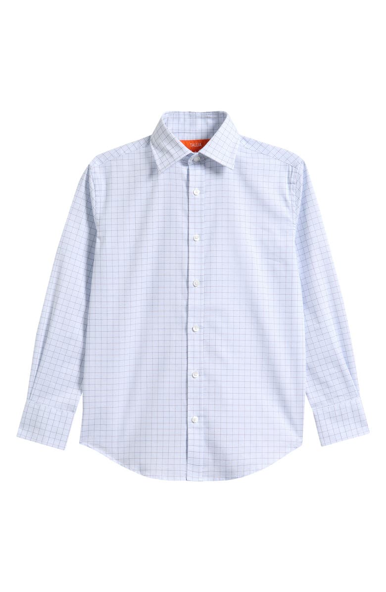 Tallia Kids' Check Cotton Blend Button-Up Shirt, Main, color, Blue
