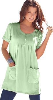 Roaman's Plus Size Two Pocket Soft Knit Swing Tunic